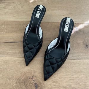 Zara Quilted Pointed Toe Mules/Slides Heels!